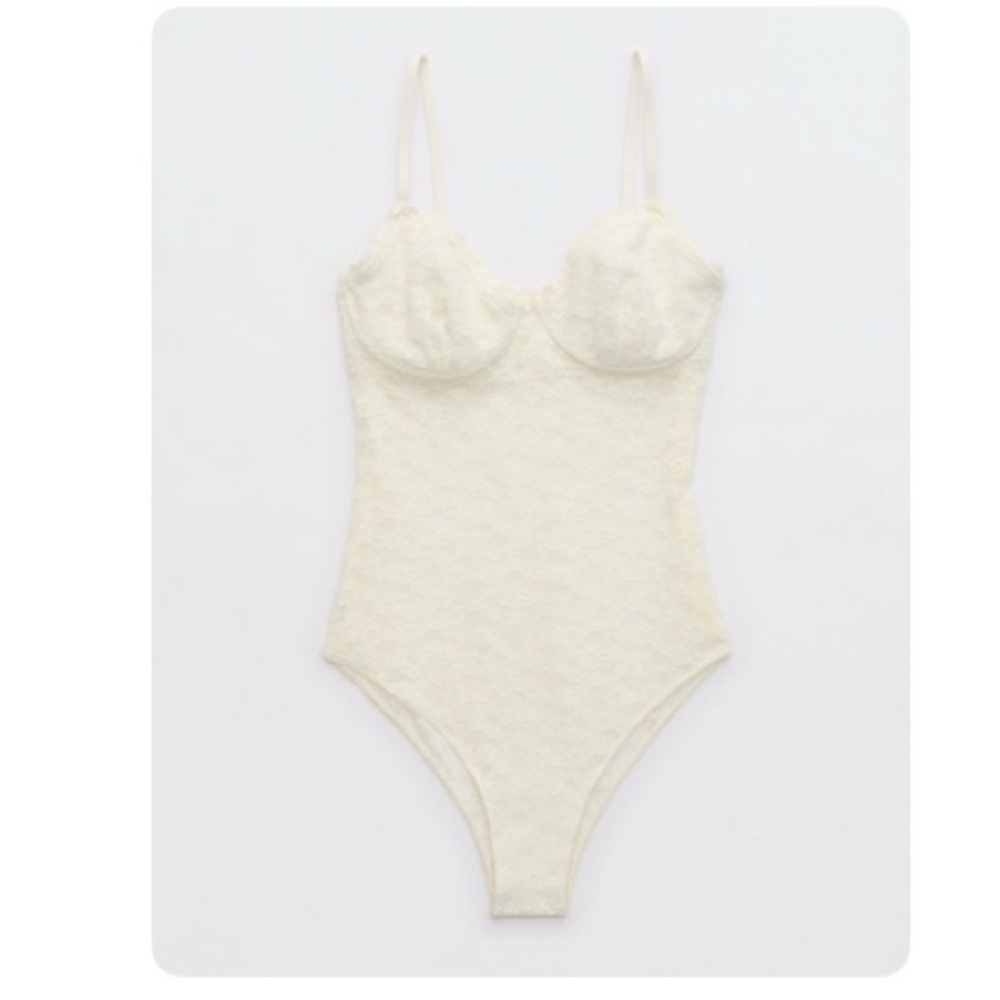 Aerie Lace Cream Bodysuit NWOT
